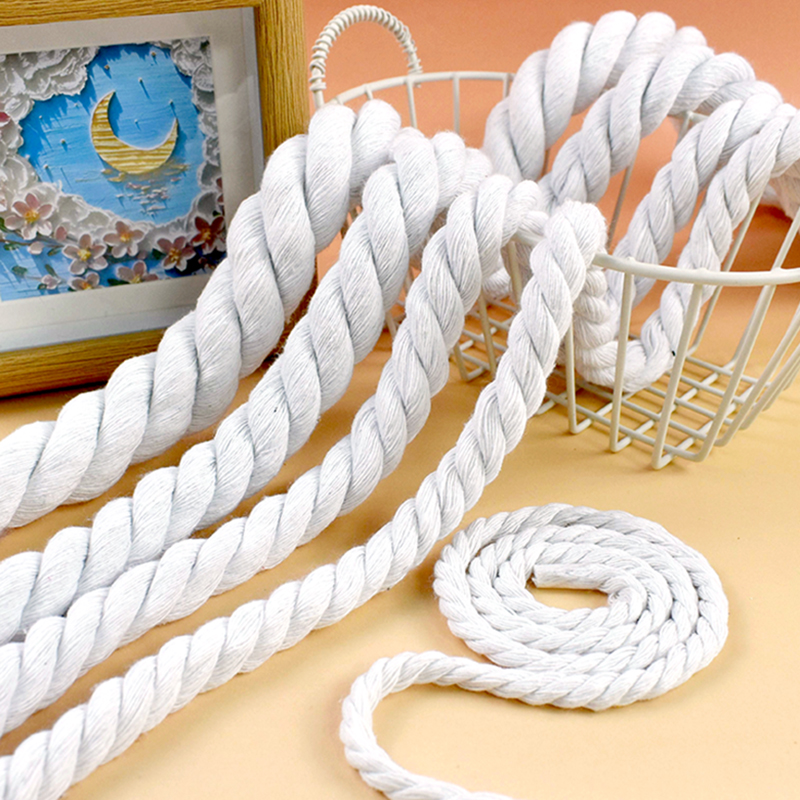 Macrame Cord Cotton - 5/10M 5-20mm White Cotton Twisted Rope