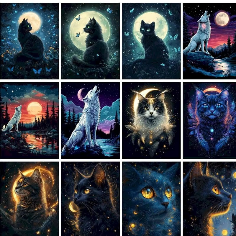 Letter S Art Craft - Diy Painting By Numbers Black Cat