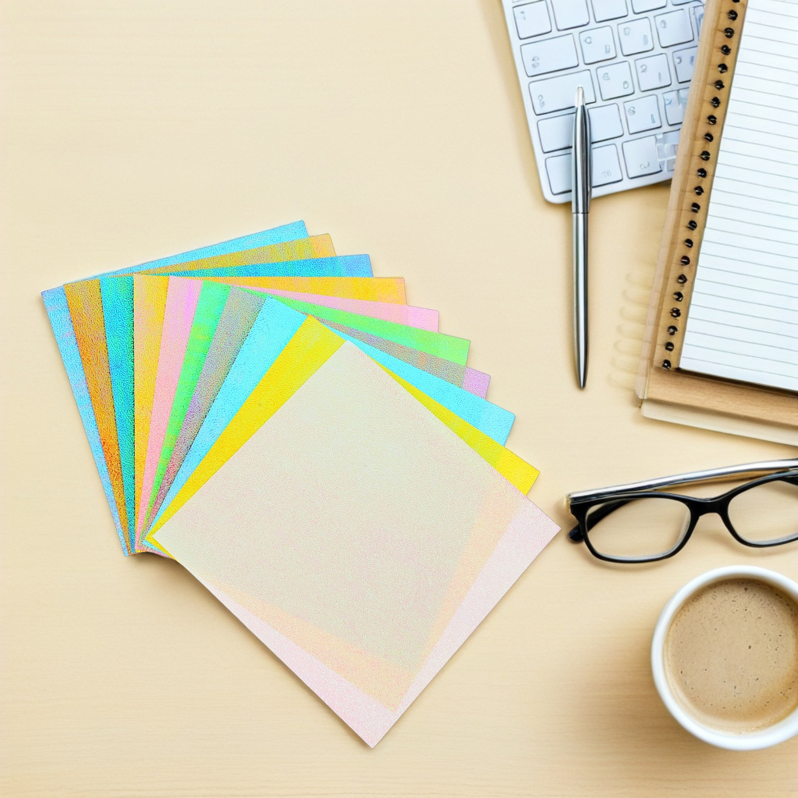 Art Craft Stationery - 50Pcs Shimmering Iridescent Paper Sheets 15Cm