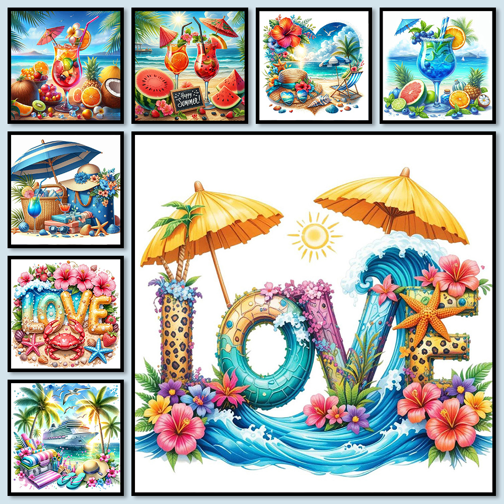 Art Craft Ideas For Adults - Summer Beach Full DIY 5D Round