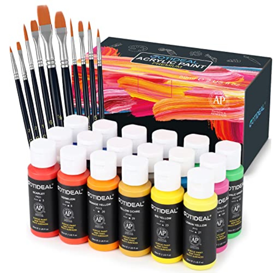 Acrylic Paint Set with 10 Brus - Art Craft Ideas For Adults のレビューと価格