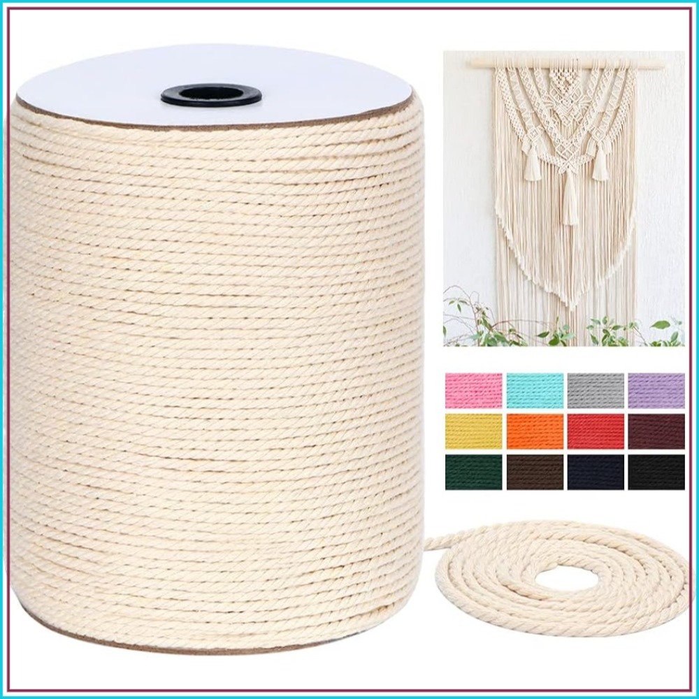 4mm x 328Yds Natural Cotton Ma - Macrame Cord Cotton のレビューと価格