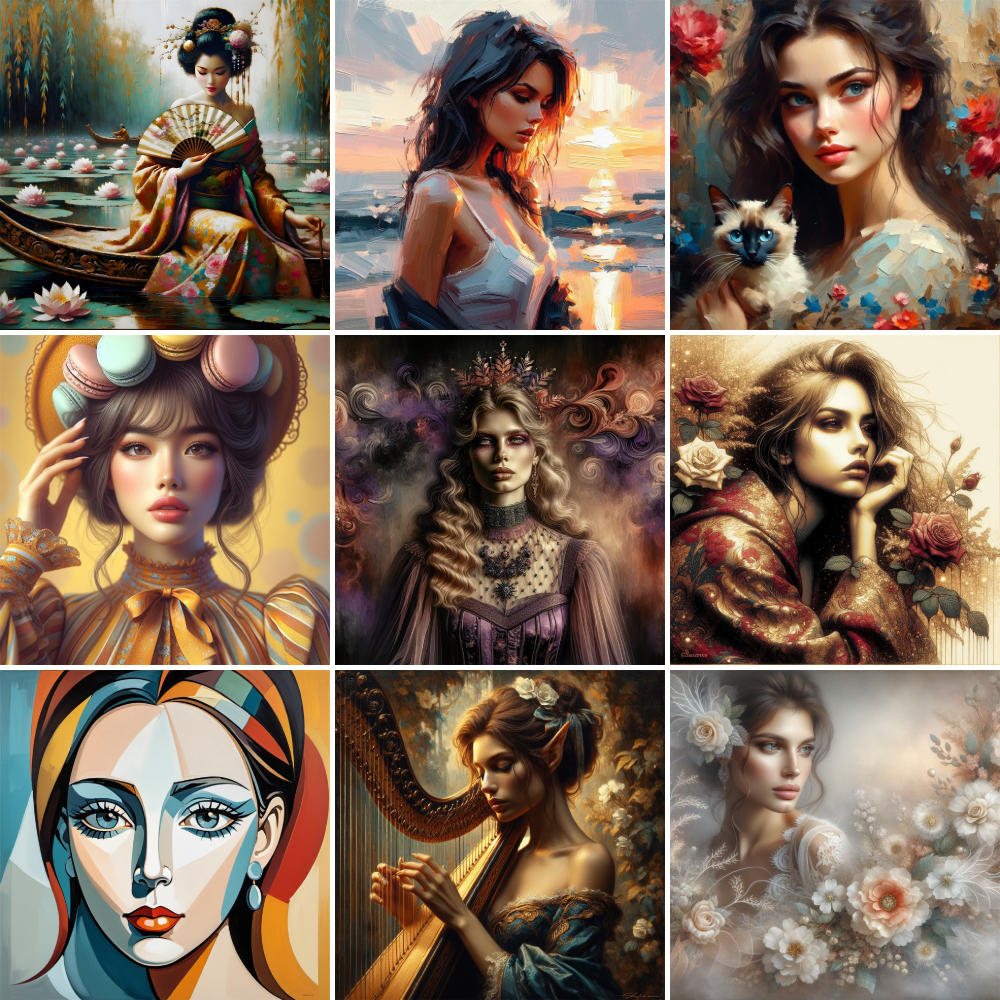 Portrait Girl Flowers Paint By - Art Craft Ideas For Adults のレビューと価格
