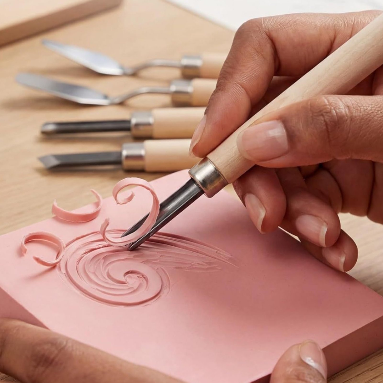 9 Pieces Linoleum Carving Kit  - Lino Printing Block のレビューと価格