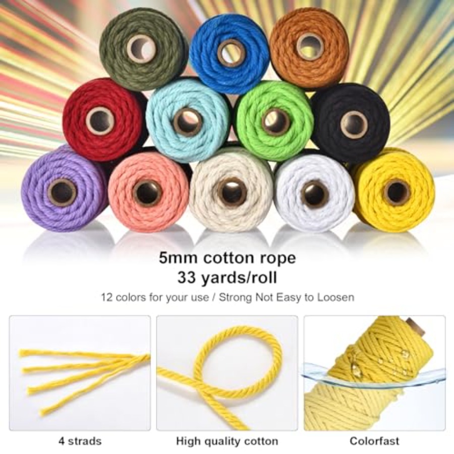 5mm Macrame Cord - 12 Colors N - Macrame Cord Cotton のレビューと価格