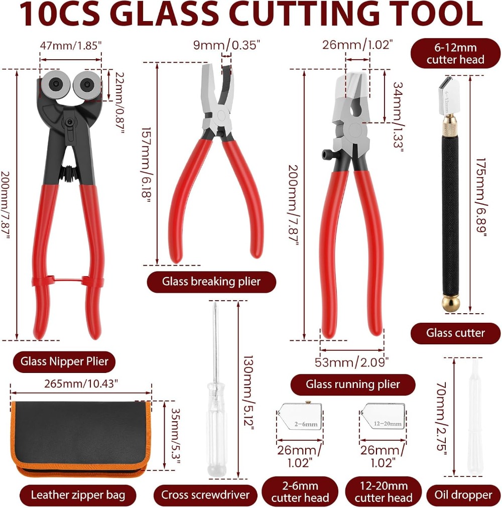 10PCS Glass Cutting Tool Kit,  - Leather Tooling Kit のレビューと価格