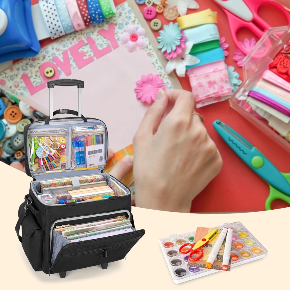 Rolling Scrapbook Tote with Ex - Art Craft Materials のレビューと価格