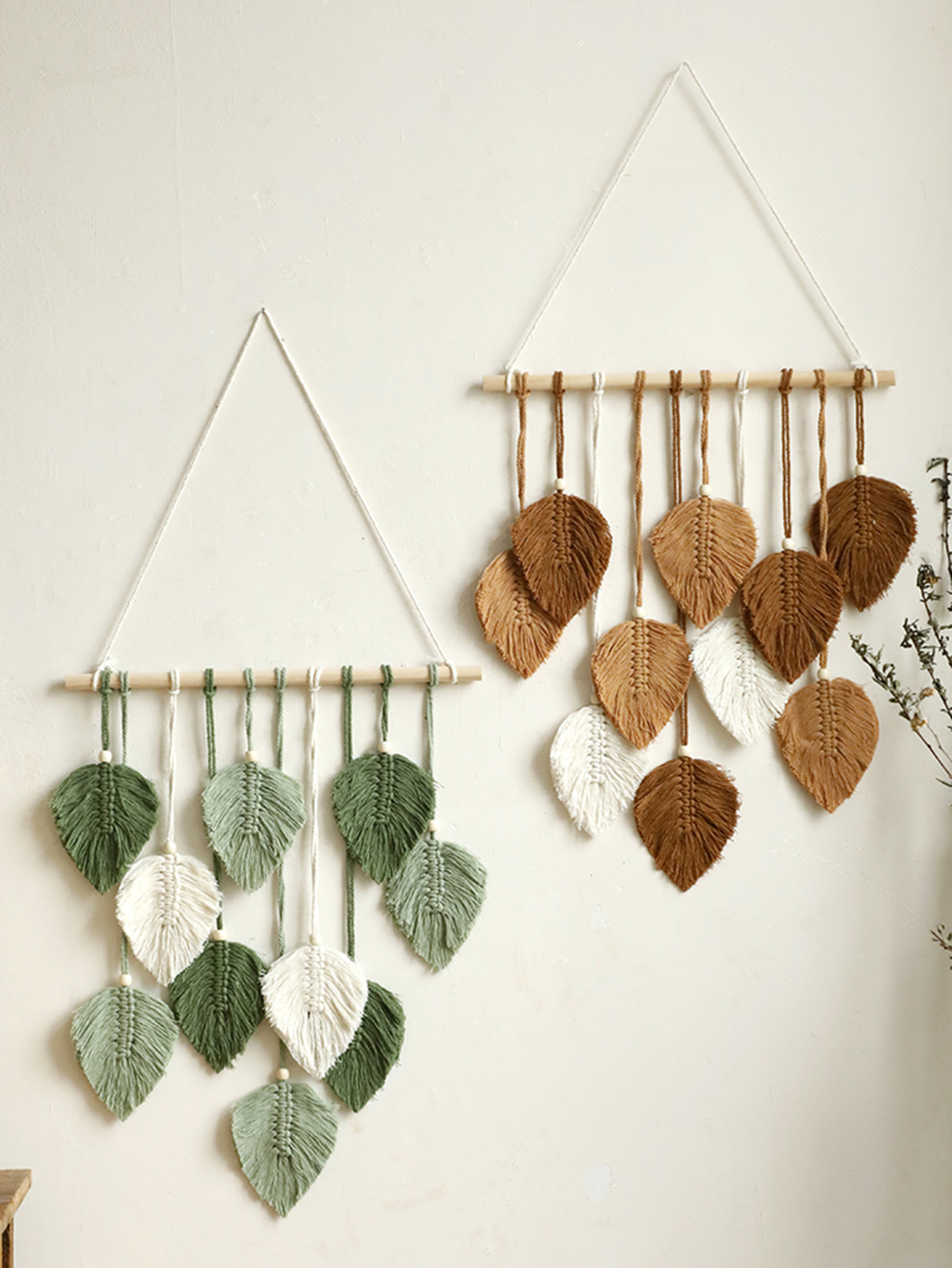 Leaf Macrame Tapestry Brown Gr - Macrame Cord Cotton のレビューと価格
