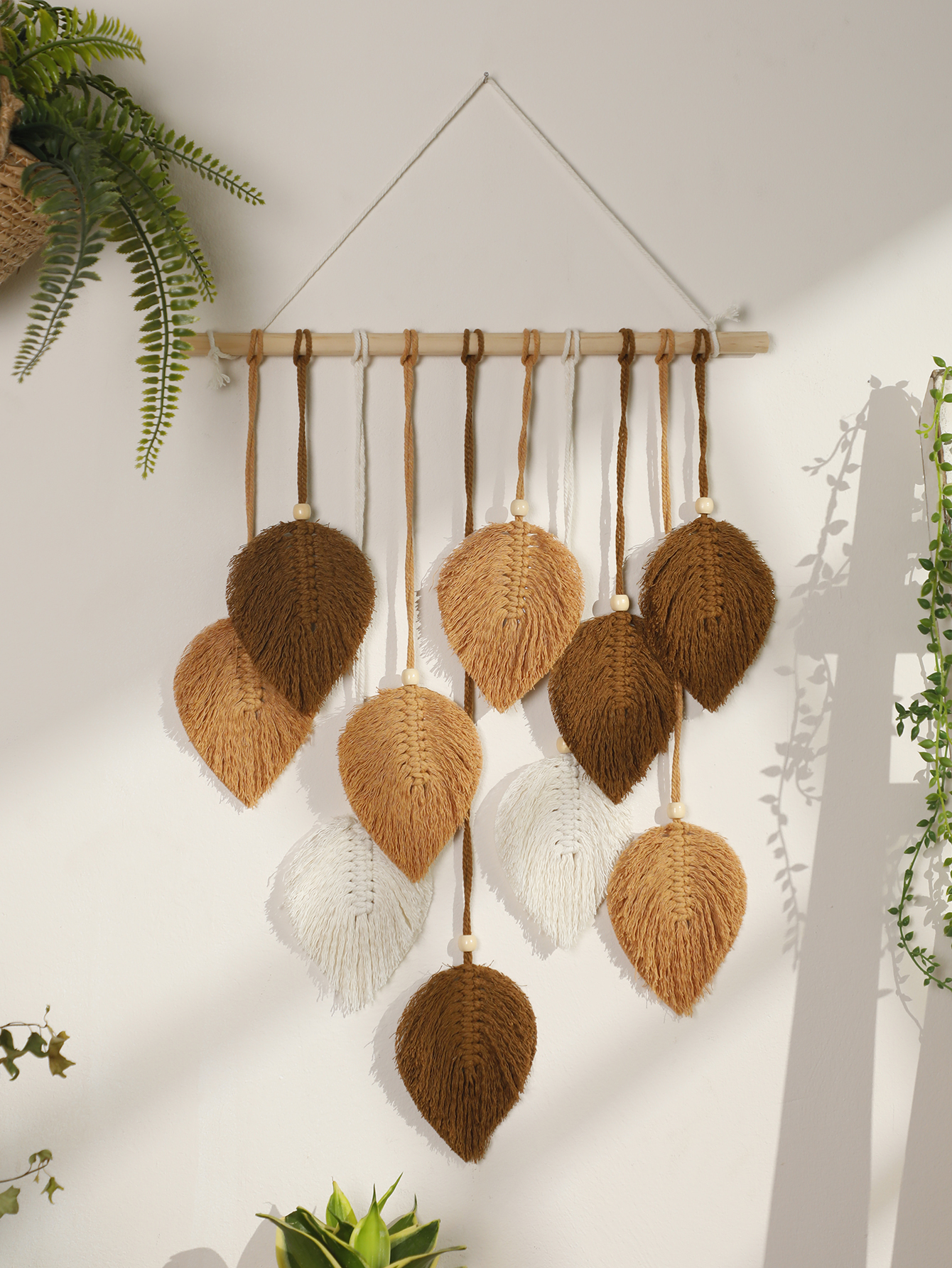Leaf Macrame Tapestry Brown Gr - Macrame Cord Cotton のレビューと価格