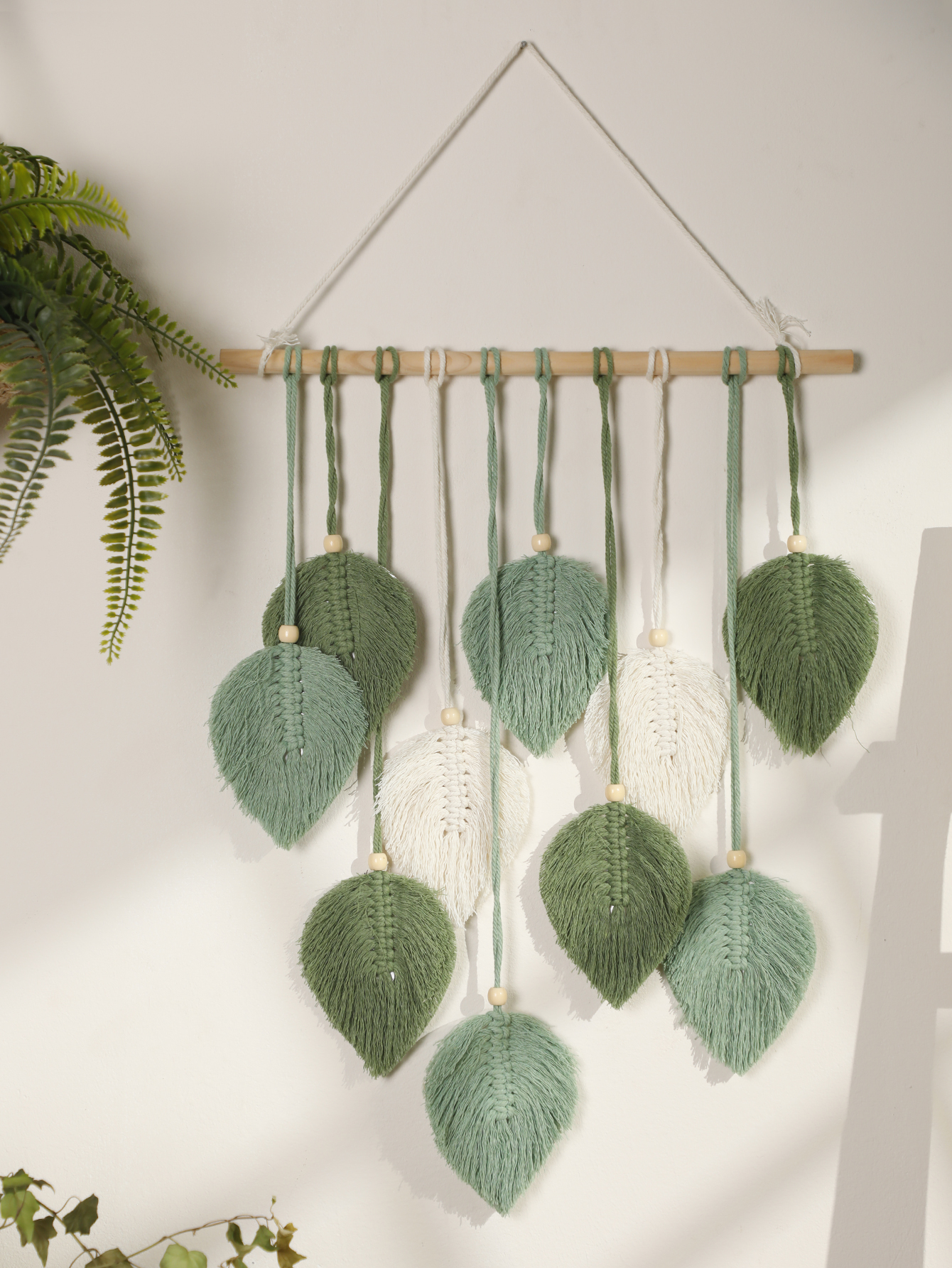 Leaf Macrame Tapestry Brown Gr - Macrame Cord Cotton のレビューと価格