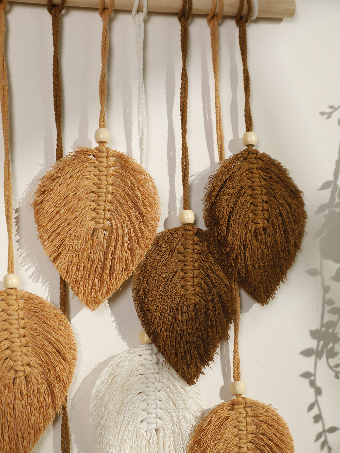 Leaf Macrame Tapestry Brown Gr - Macrame Cord Cotton のレビューと価格
