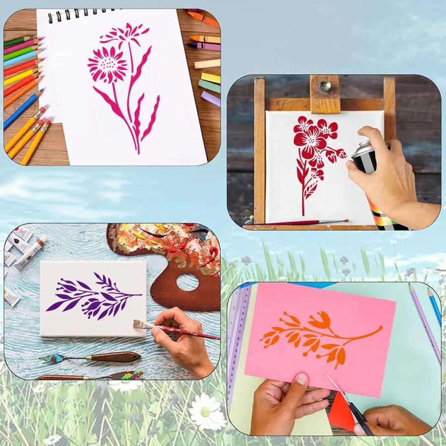 18 Pcs Flower Leaf Stencils Re - Art Craft Leaves のレビューと価格