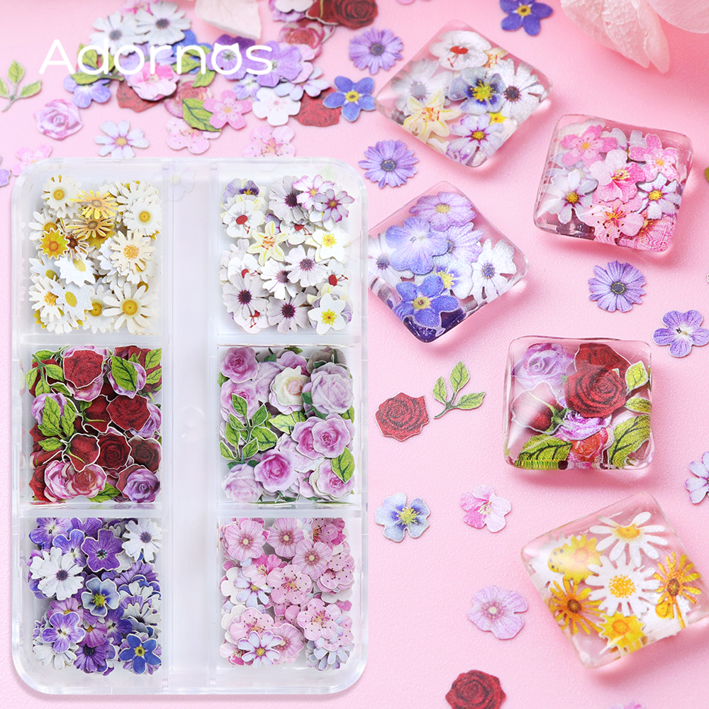 6 Grids Flowers Wood Pulp Chip - Art Craft Leaves のレビューと価格