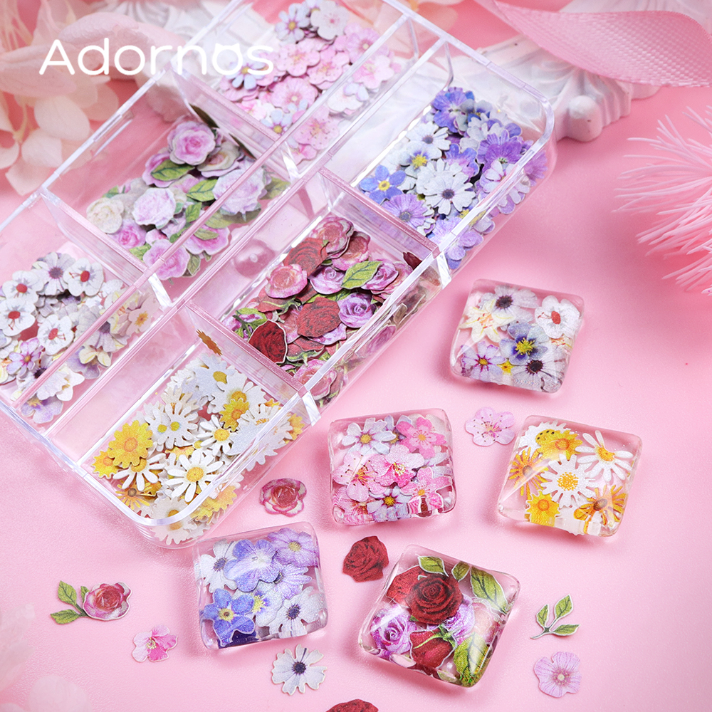 6 Grids Flowers Wood Pulp Chip - Art Craft Leaves のレビューと価格