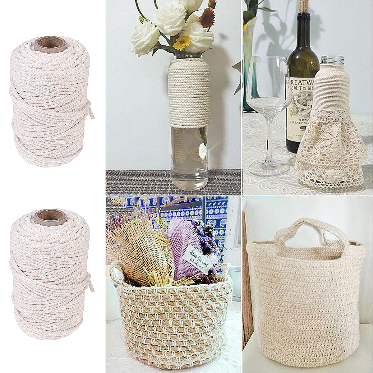 100M Natural Cotton Rope 5Mm U - Macrame Cord Cotton のレビューと価格