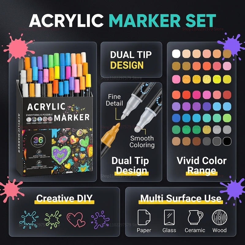 Double-headed acrylic paint ma - Art Craft Stationery のレビューと価格