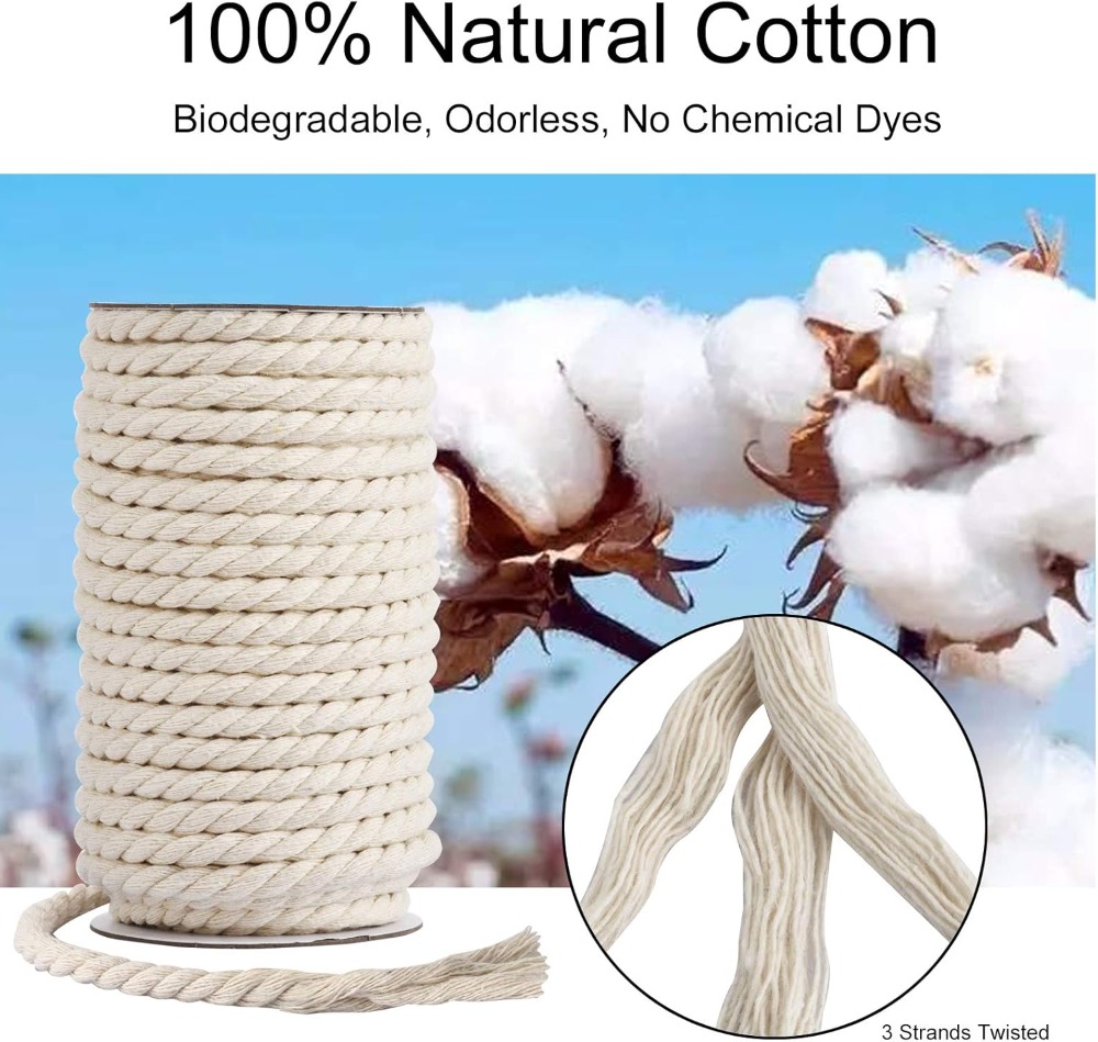 8mm x 20 Yards Natural Unbleac - Macrame Cord Cotton のレビューと価格