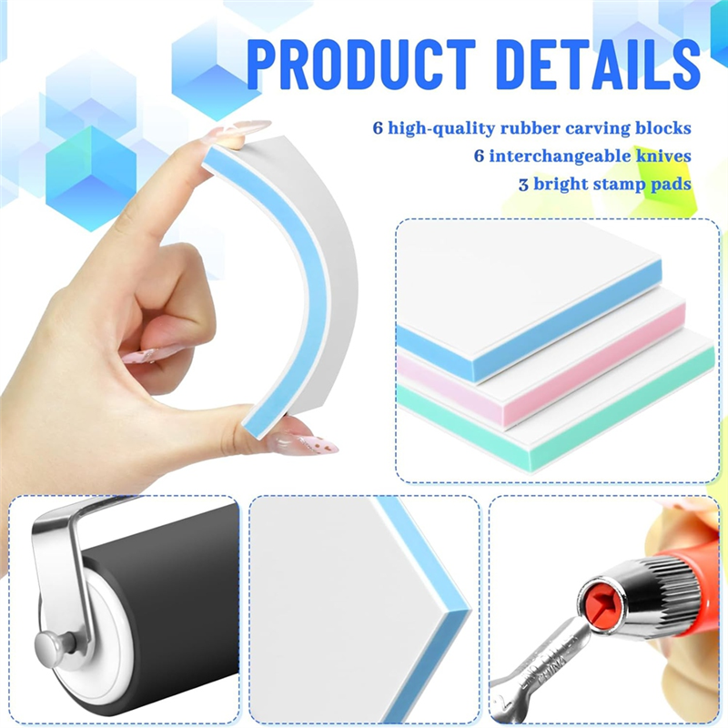 Rubber Carving Blocks 6Pcs 4