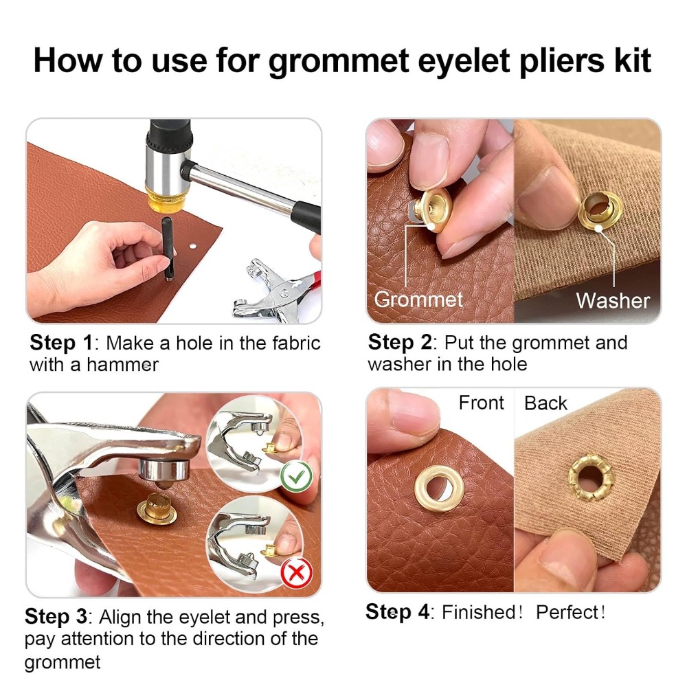 1203PCS Grommet Eyelet Pliers  - Leather Tooling Kit のレビューと価格